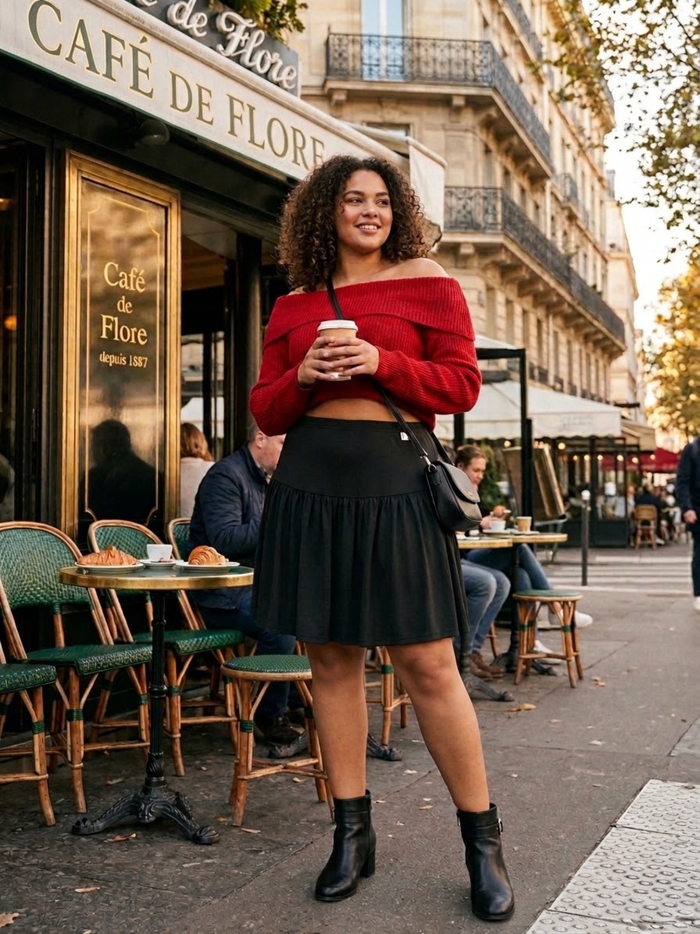 SHEIN Black Gathered Circle Skater Skirt